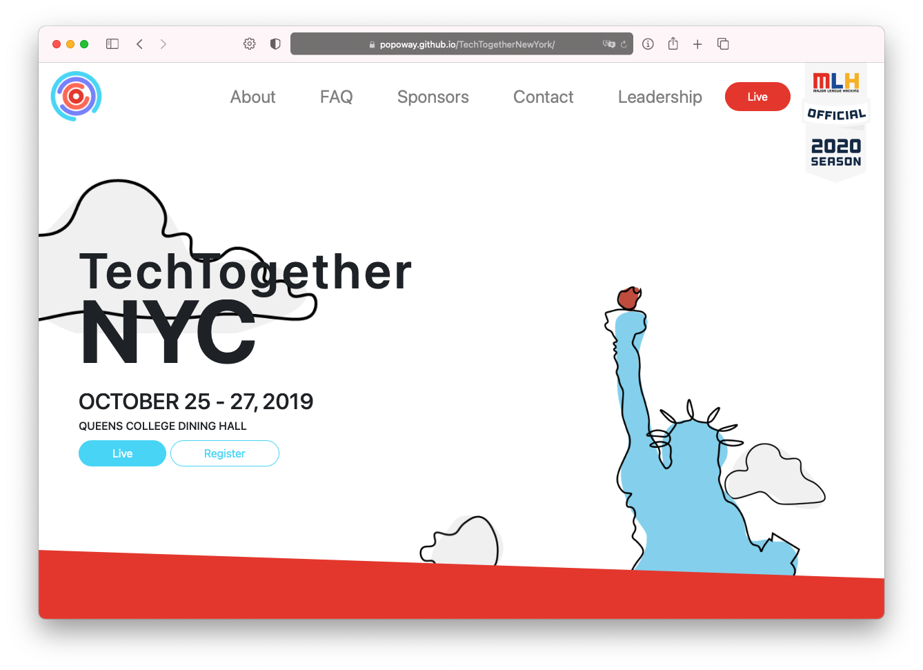 Screen shot of TechTogether New York Website with title and logo